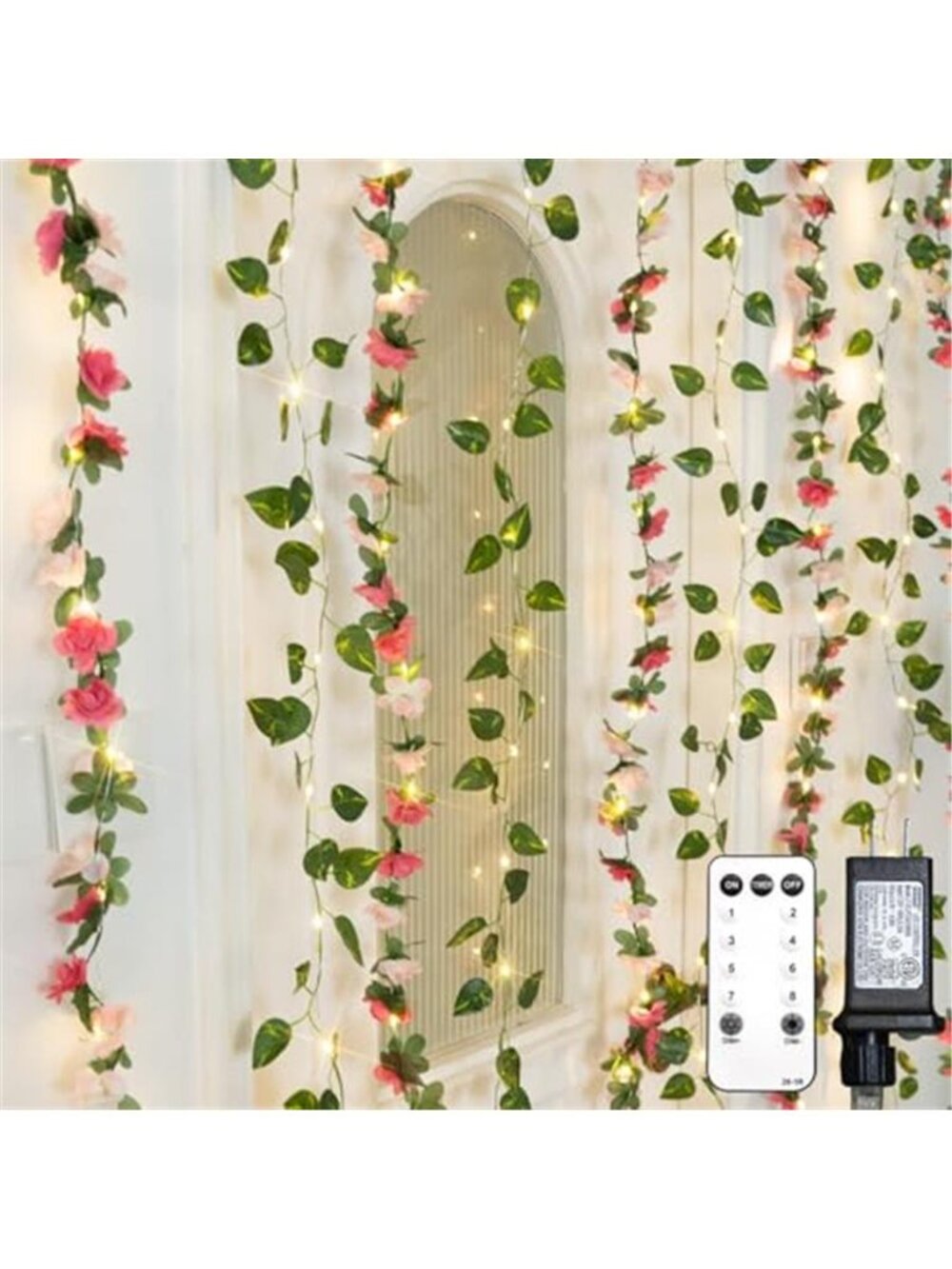 LED Curtain Lights 300 Warm White Fairy Flower Vine Bedroom Wall Decor 8 Mode